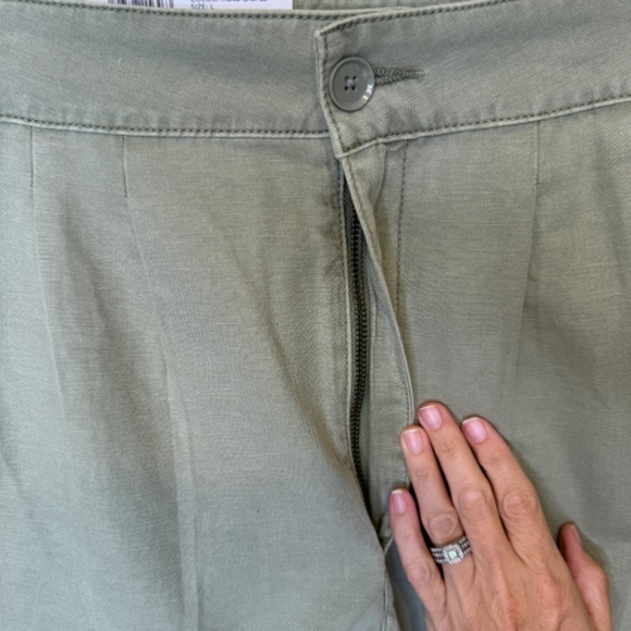 Joie | NWT Faded Cactus Pleated High Rise Washed Olive Green Shorts - Picture 5 of 14